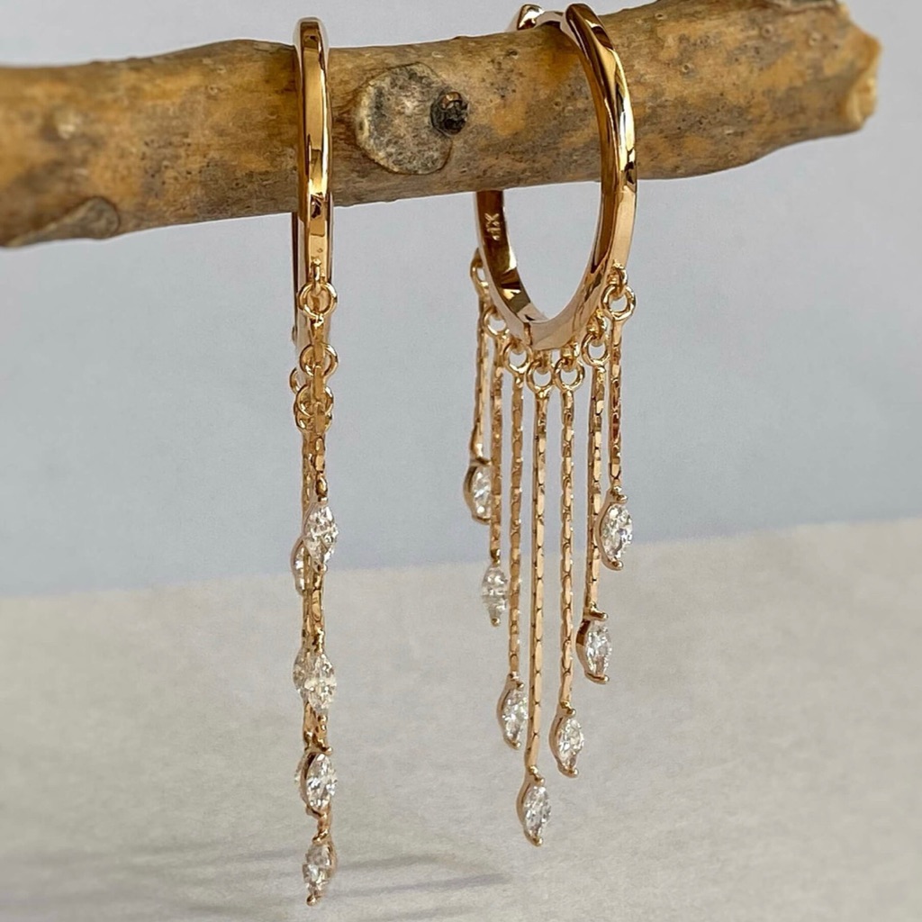 Last One Hoop Earrings 18k Gold Plated Hanging Zircon 24$